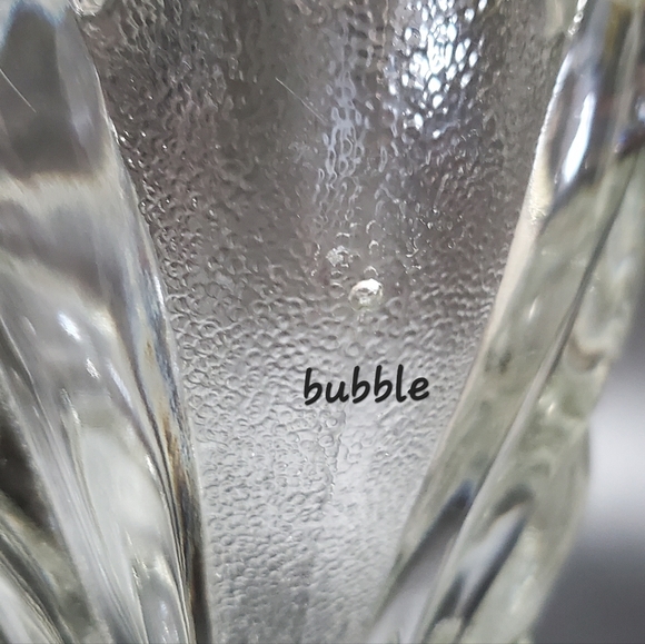 8" Gorgeous Vntg Clear Heavy 2lbs 14oz Stippled & Glossy Glass Tripod Base Vase - Picture 12 of 15